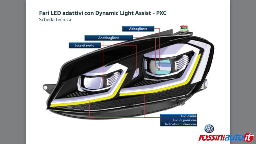led pack golf 7 Facelift, fari Full LED adattivi in curva e dynamic light assist PXC